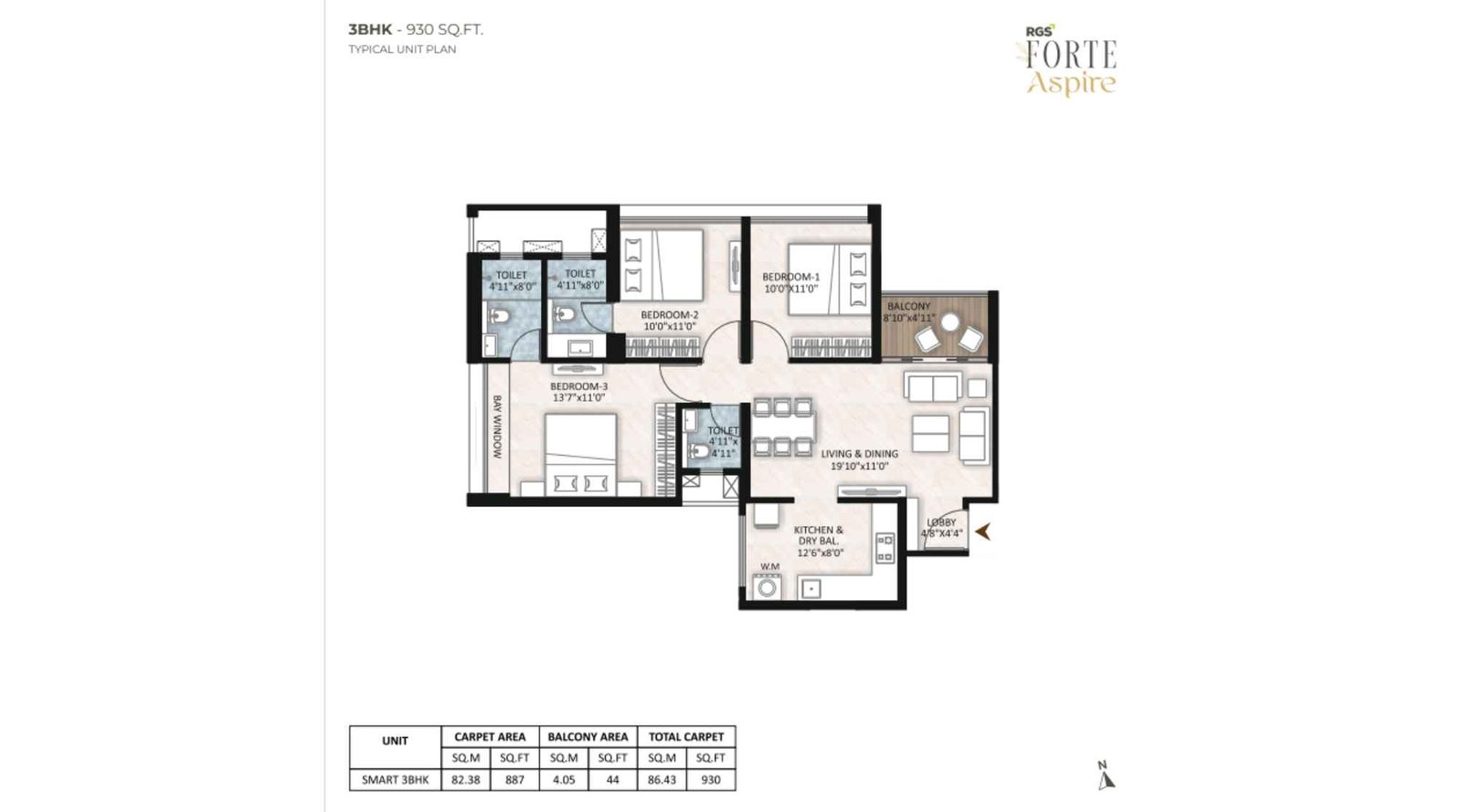 RGS-Forte-Aspire-3-BHK-Floor-Plan-930-sqft