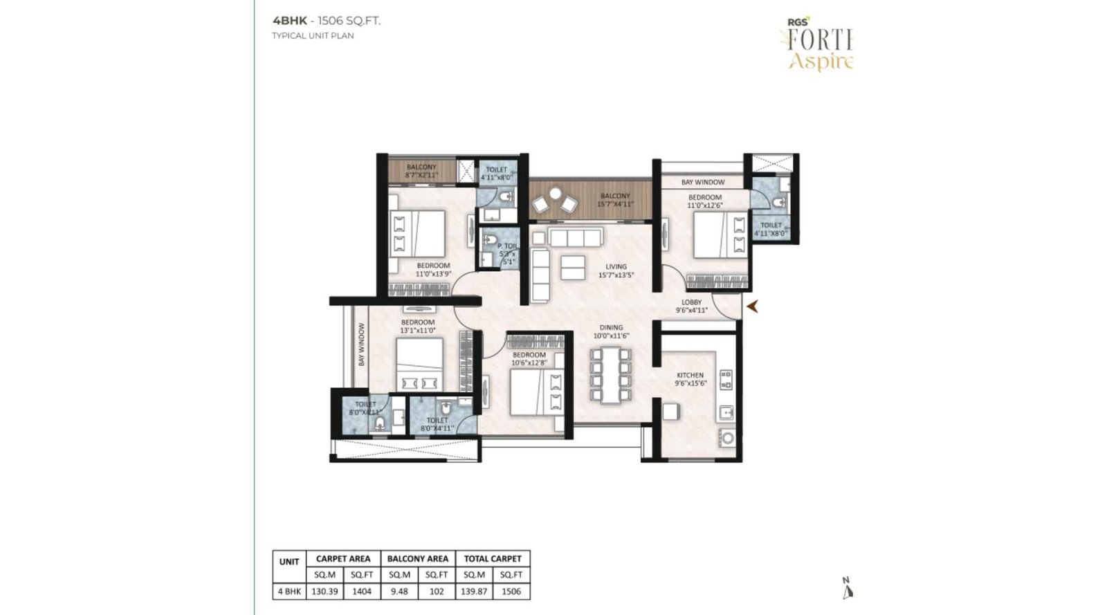 RGS-Forte-Aspire-4-BHK-Floor-Plan-1506-sqft